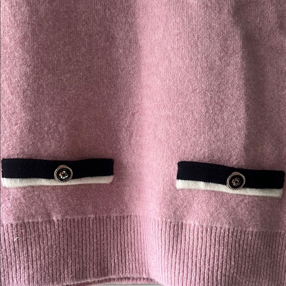 NEW! Maje Pink Sleeveless Sweater Vest with Navy Blue Trim - Picture 3 of 8